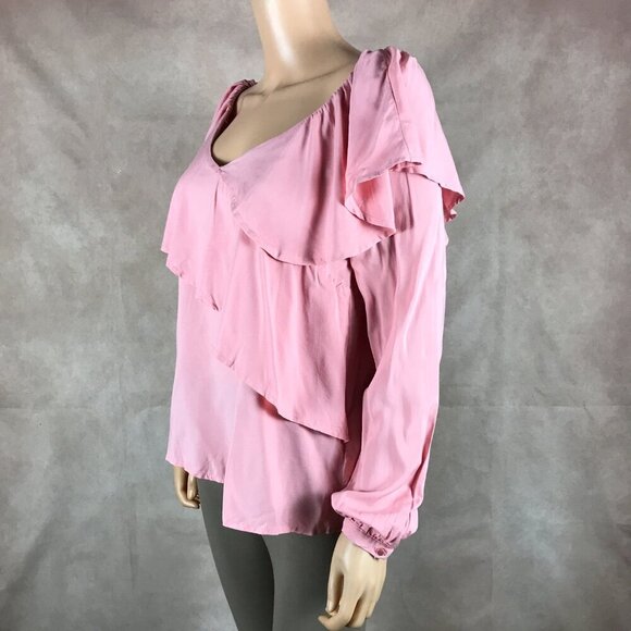 ONE HART Long Sleeve Pink Ruffled Top NWT M - Picture 8 of 12